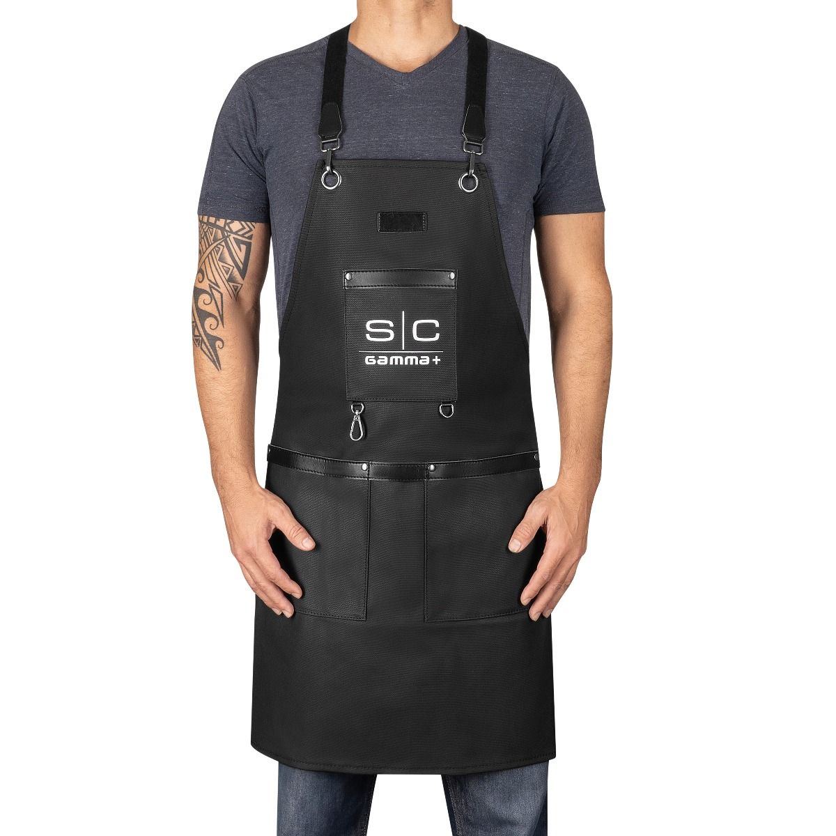 Waterproof Barber/Salon Apron with Crossback Strap in Black Design - Image 5