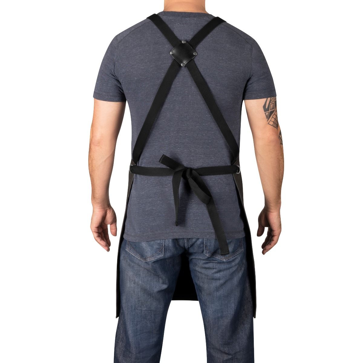Waterproof Barber/Salon Apron with Crossback Strap in Black Design