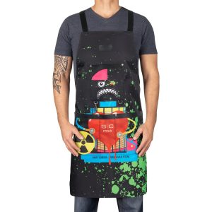 Water-Repellent Barber/Salon Apron with Adjustable Straps in Radioactive Black