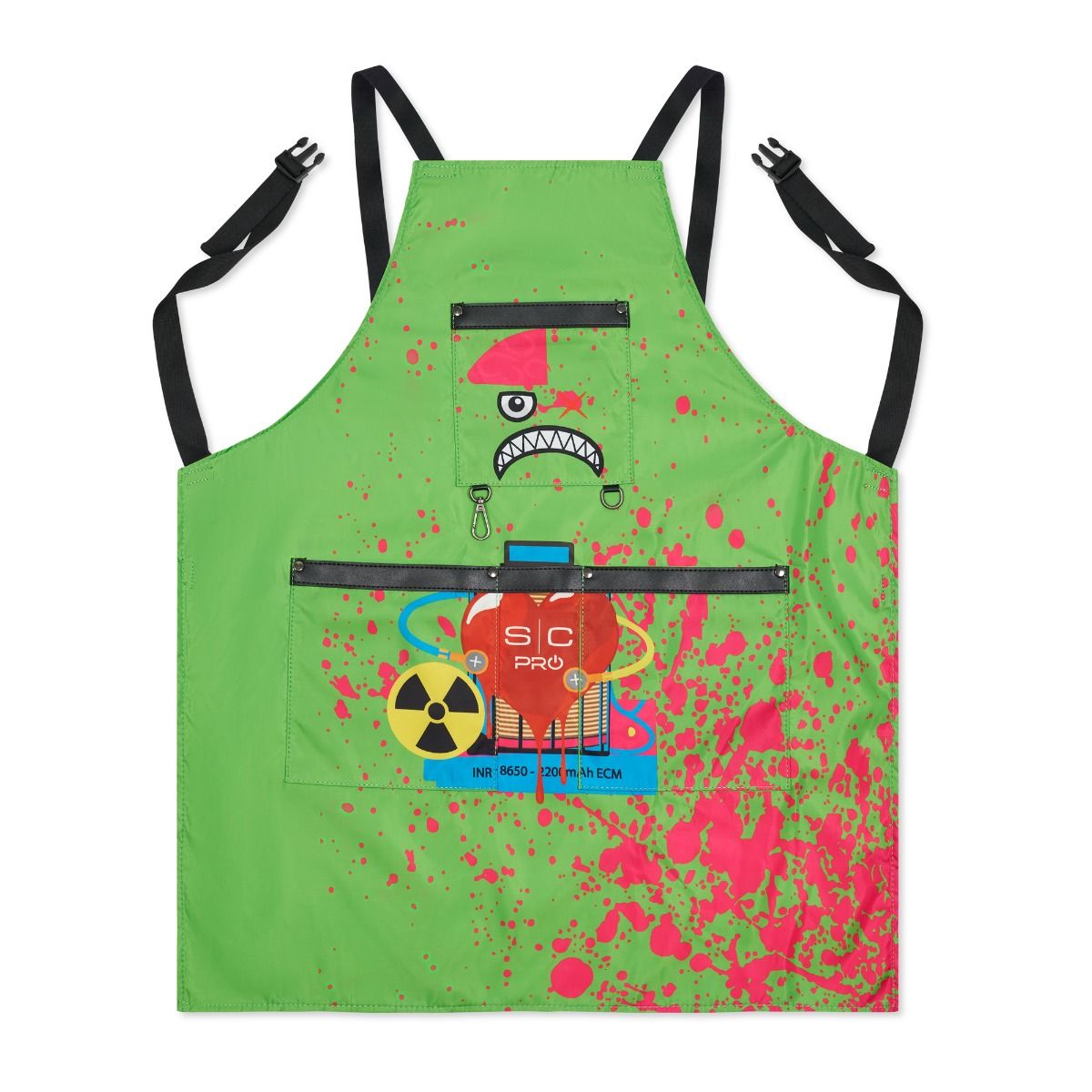 Water-Repellent Barber/Salon Apron with Adjustable Straps in Radioactive Green - Image 3