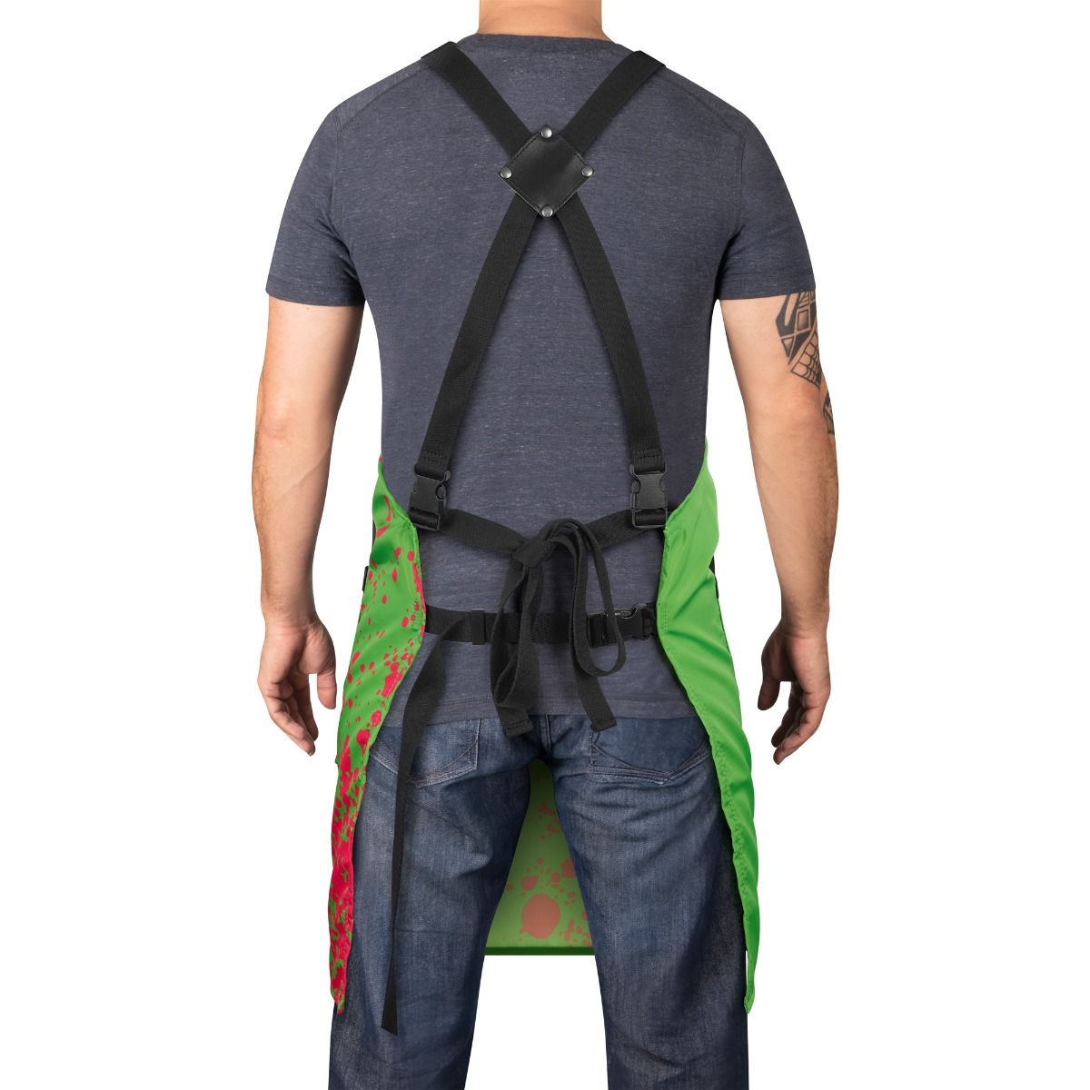 Water-Repellent Barber/Salon Apron with Adjustable Straps in Radioactive Green - Image 2