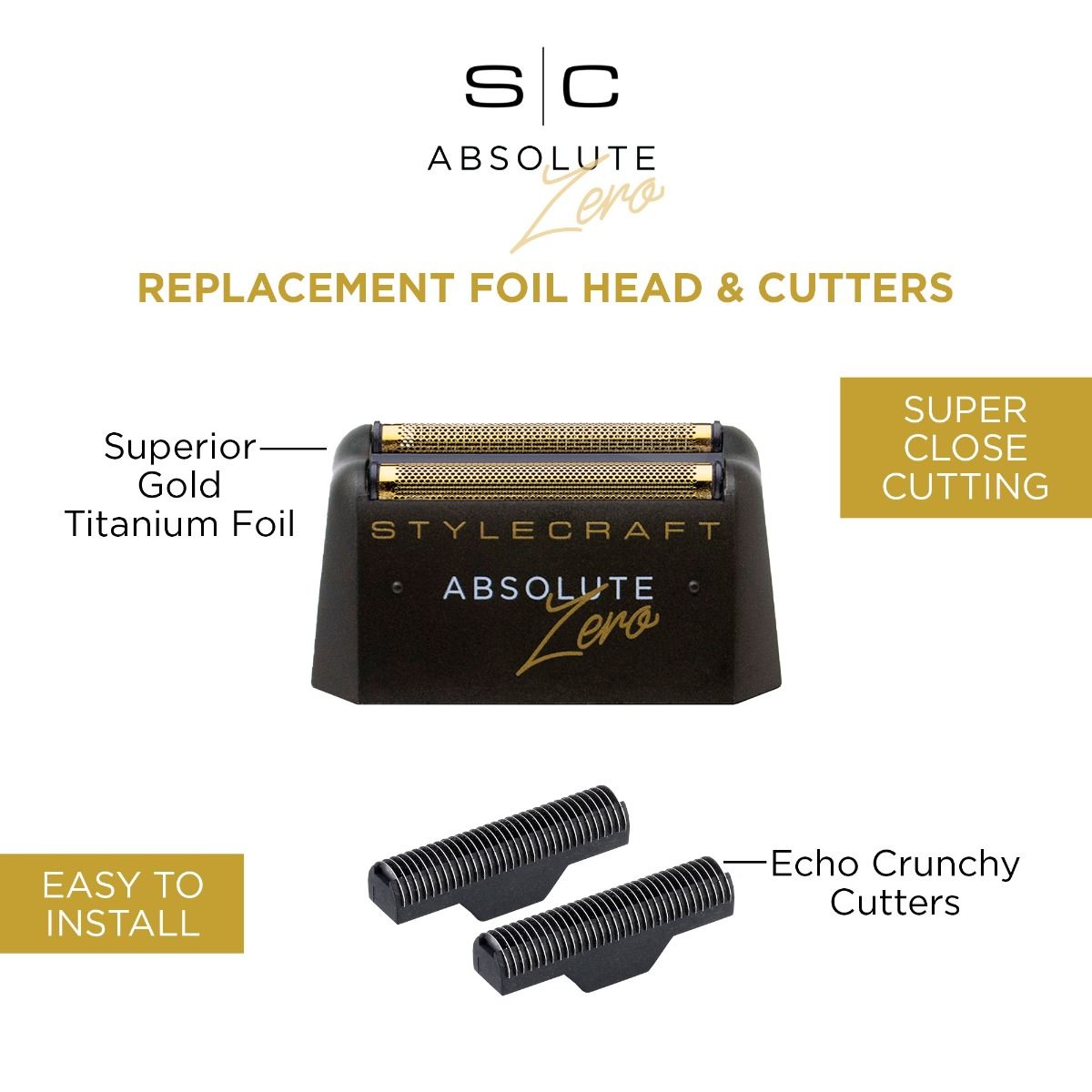 Gold Titanium Foil Head and Echo Cutters for the Absolute Zero Shaver - Image 4