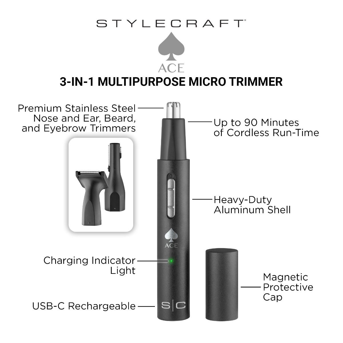 Ace 3-in-1 Rechargeable Multipurpose Hair Trimmer - Image 6