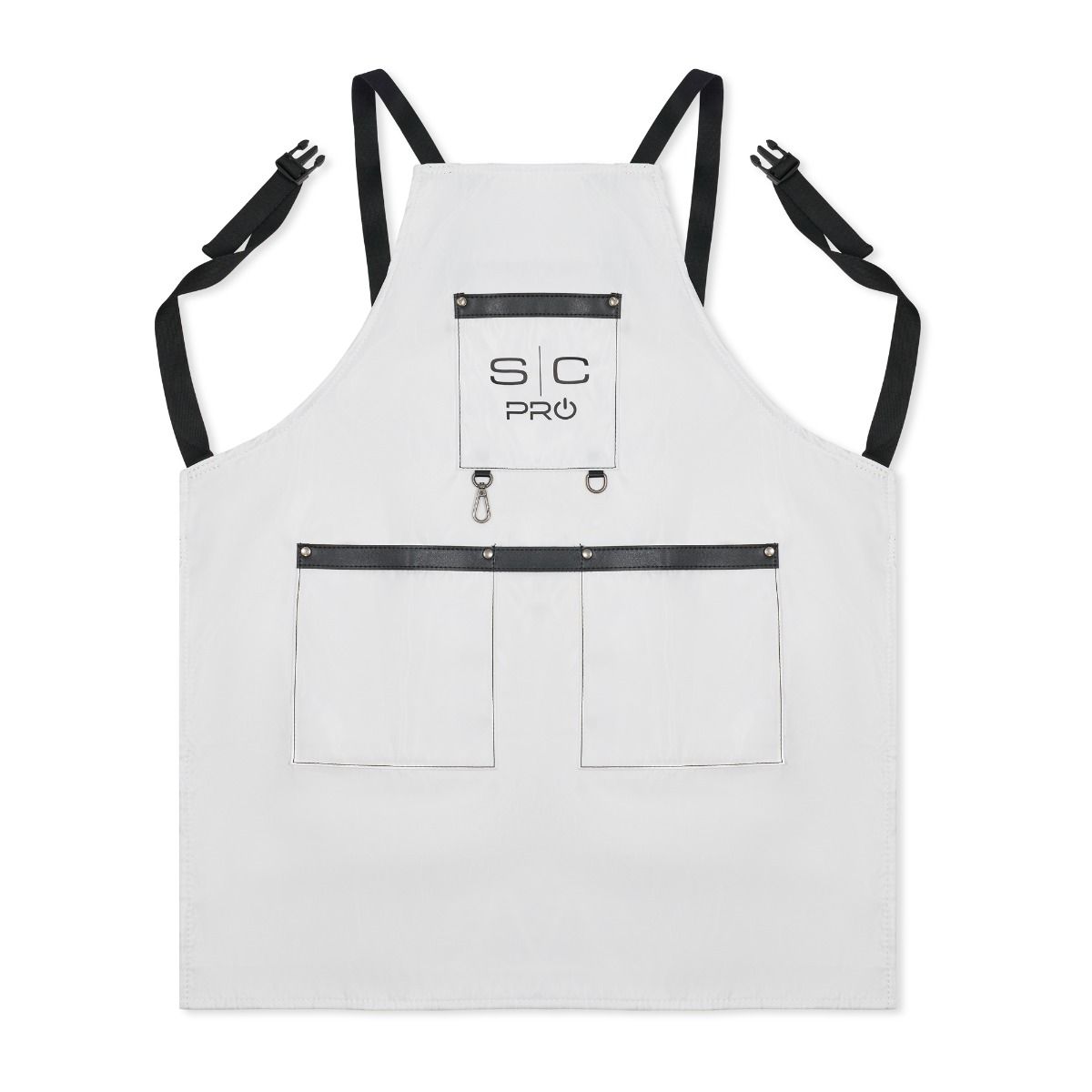 Water-Repellent Barber/Salon Apron with Adjustable Straps in White - Image 3