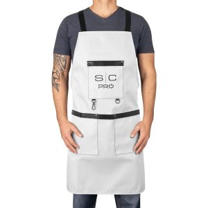 Water-Repellent Barber/Salon Apron with Adjustable Straps in White