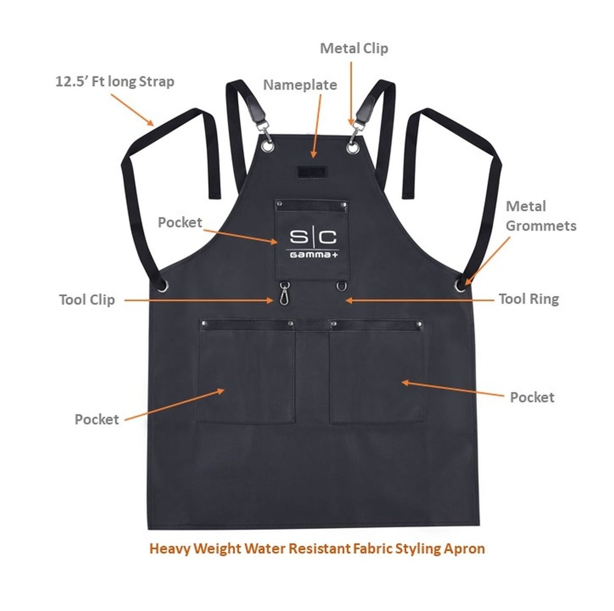 Waterproof Barber/Salon Apron with Crossback Strap in Black Design - Image 3
