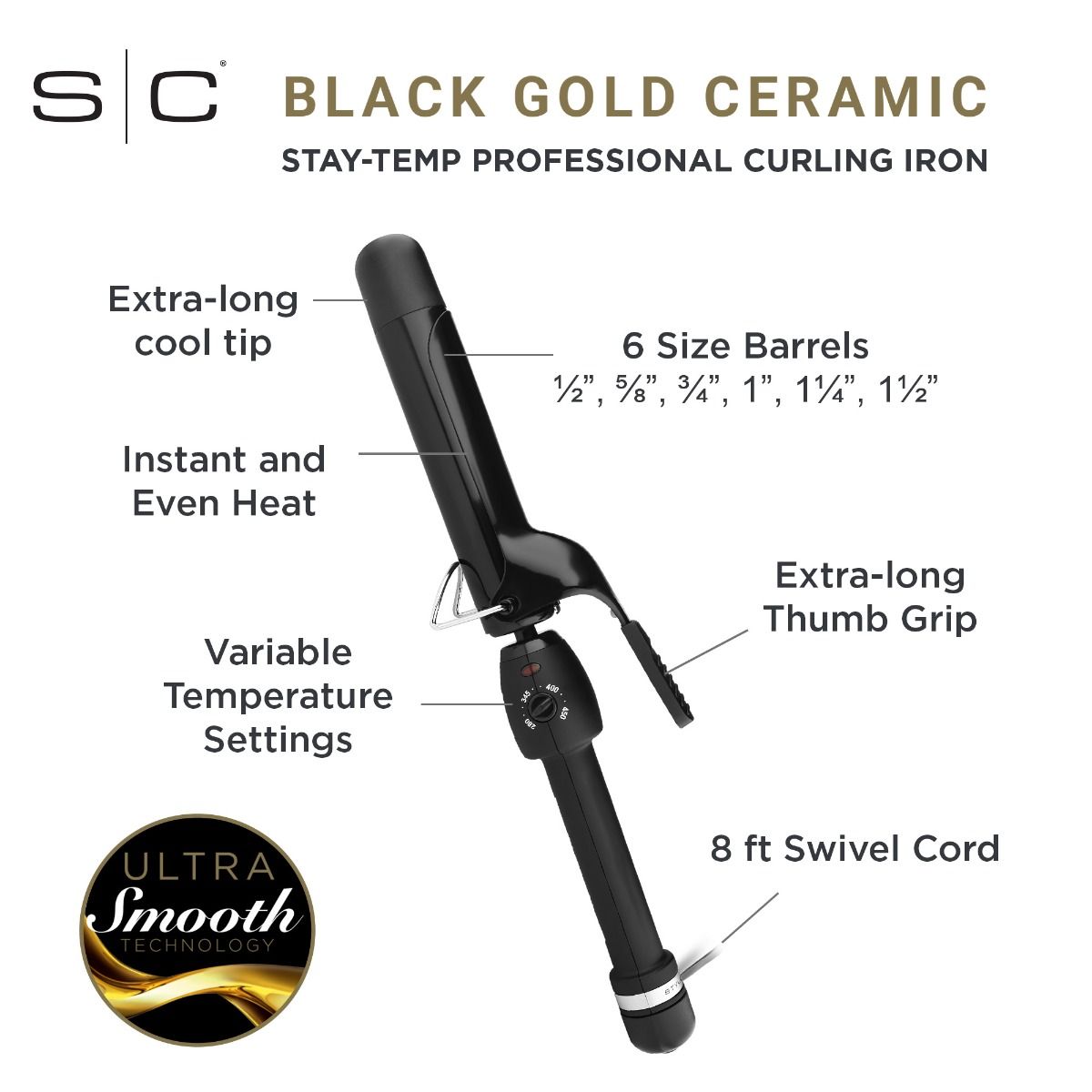 Stay-Temp Professional Ceramic Barrel 1.5" Curling Iron - Image 7