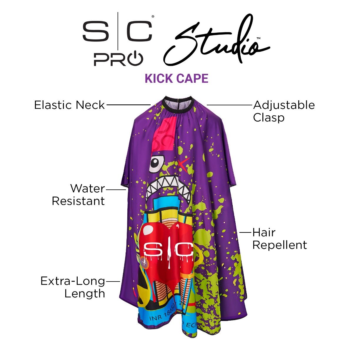 Studio Kick Cover Extra-Long Cutting Cape Purple Radioactive - Image 5