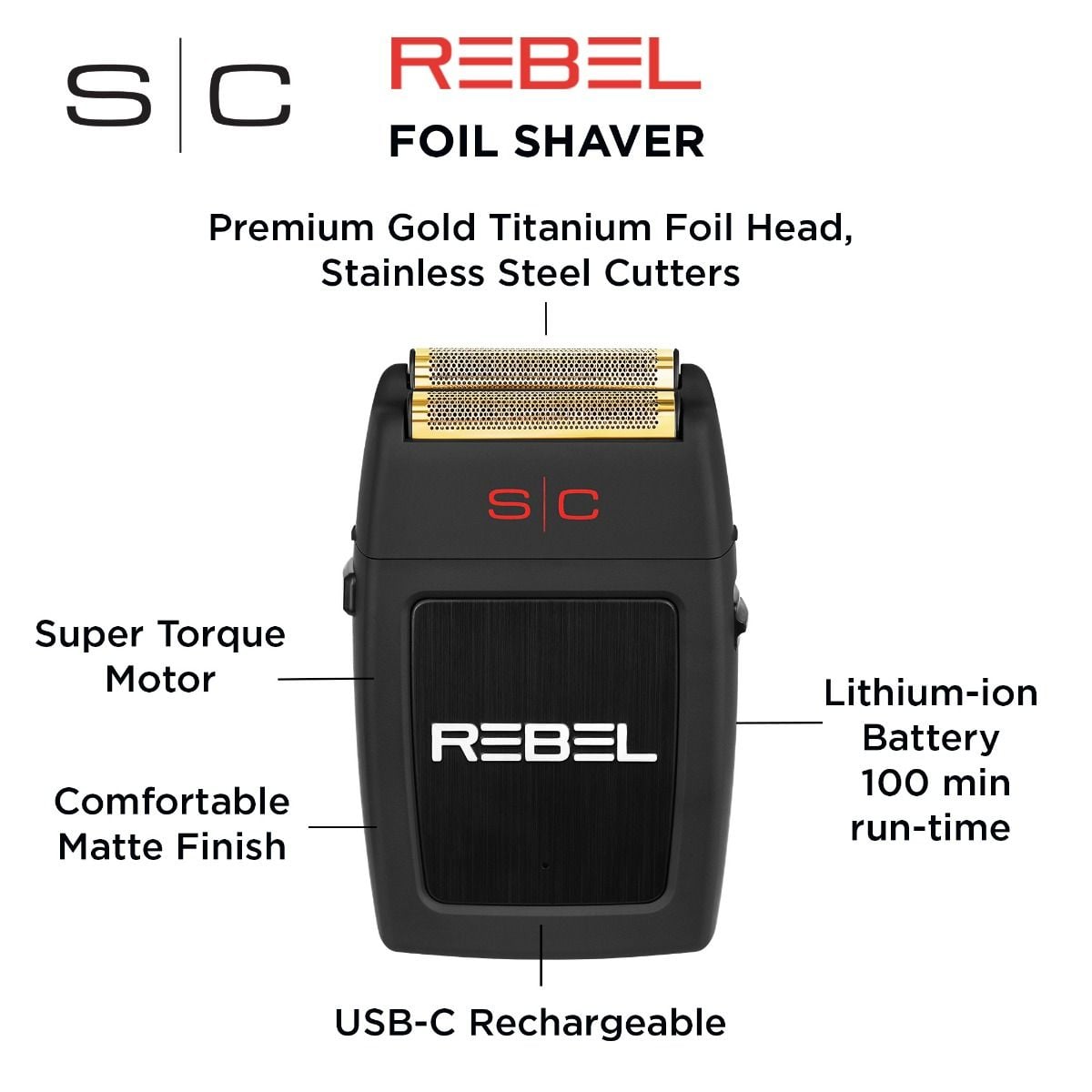Rebel Professional Double Foil Shaver with Super-Torque Motor - Image 6