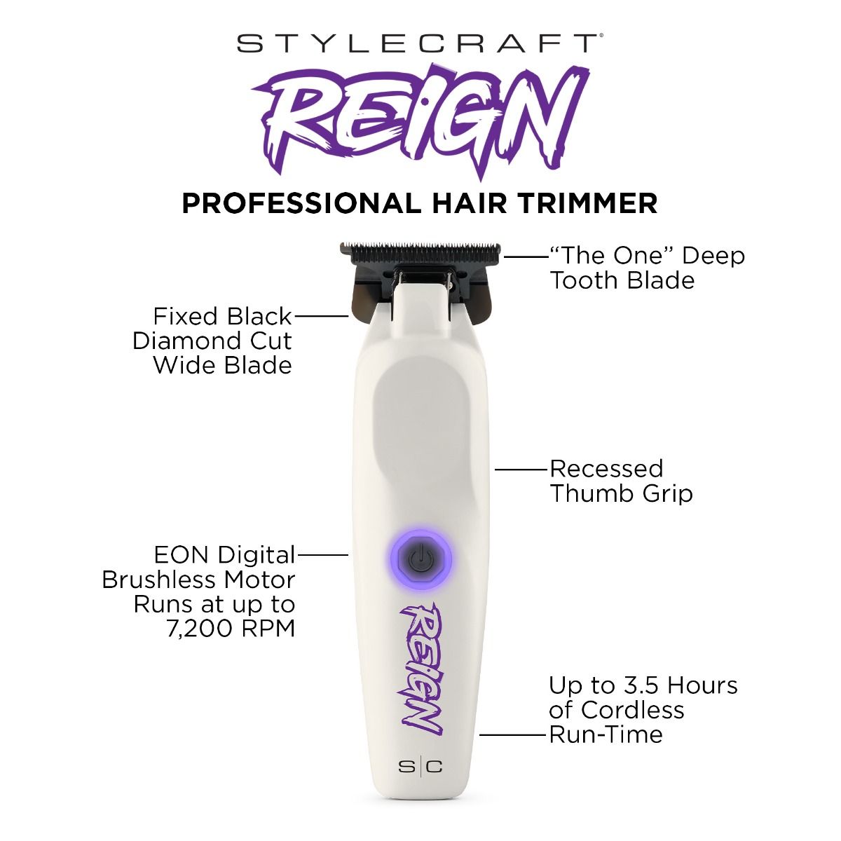 Reign Professional Hair Trimmer with EON Digital Brushless Motor - Image 6
