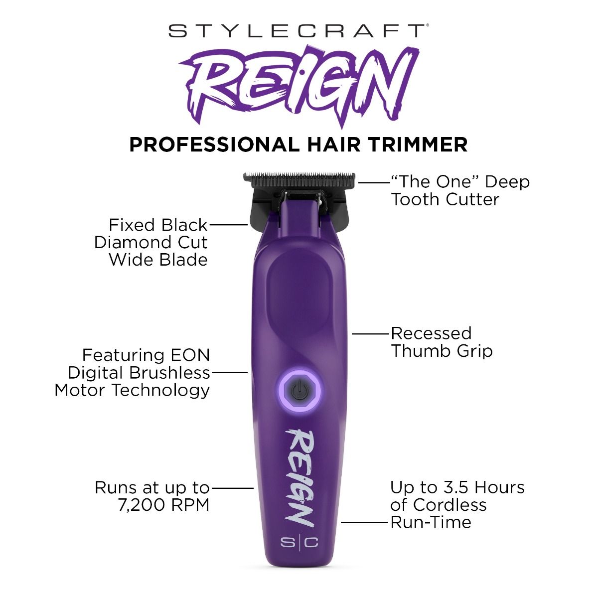 Reign Professional Hair Trimmer with EON Digital Brushless Motor - Image 6