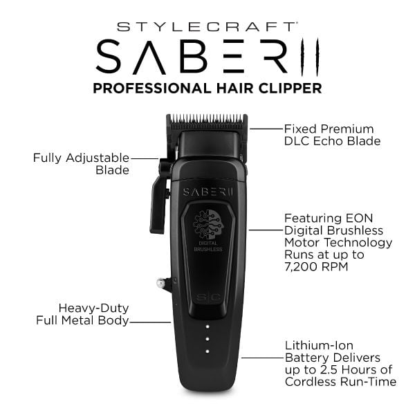 Saber 2 Professional Hair Clipper with EON Digital Brushless Motor - Image 6