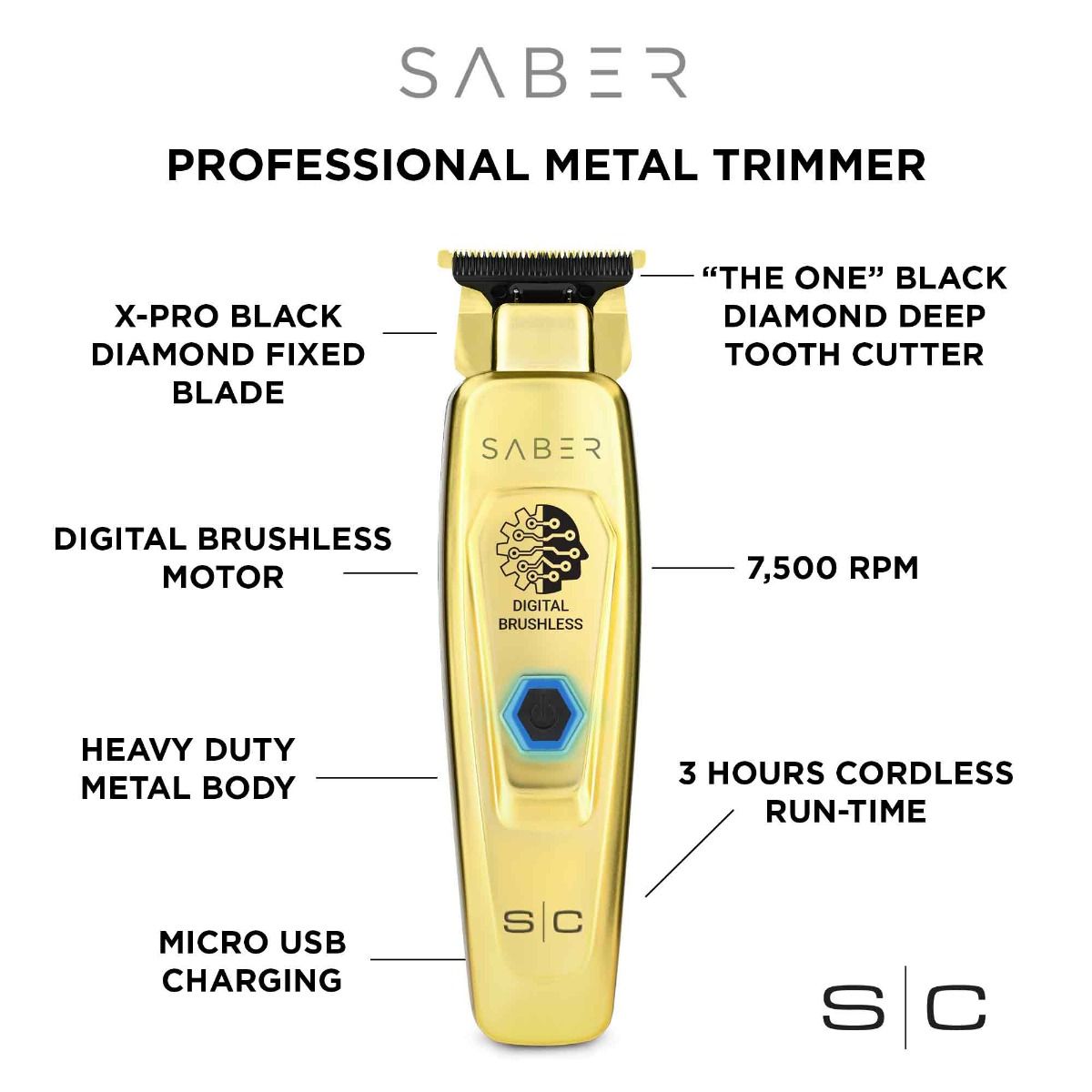 Saber Professional Hair Trimmer with Digital Brushless Motor - Image 6