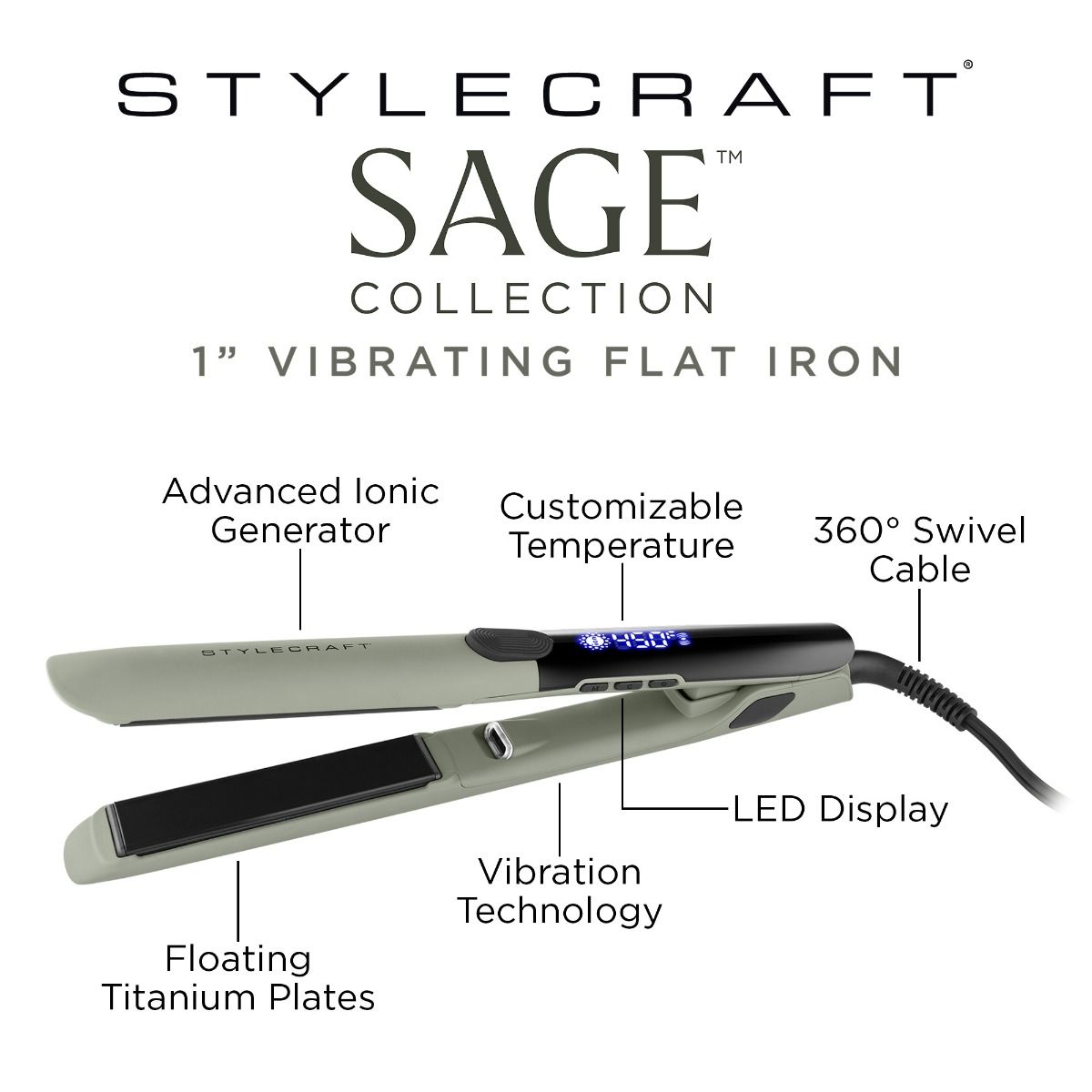 Sage Professional Flat Iron with 1" Titanium Plates - Image 7
