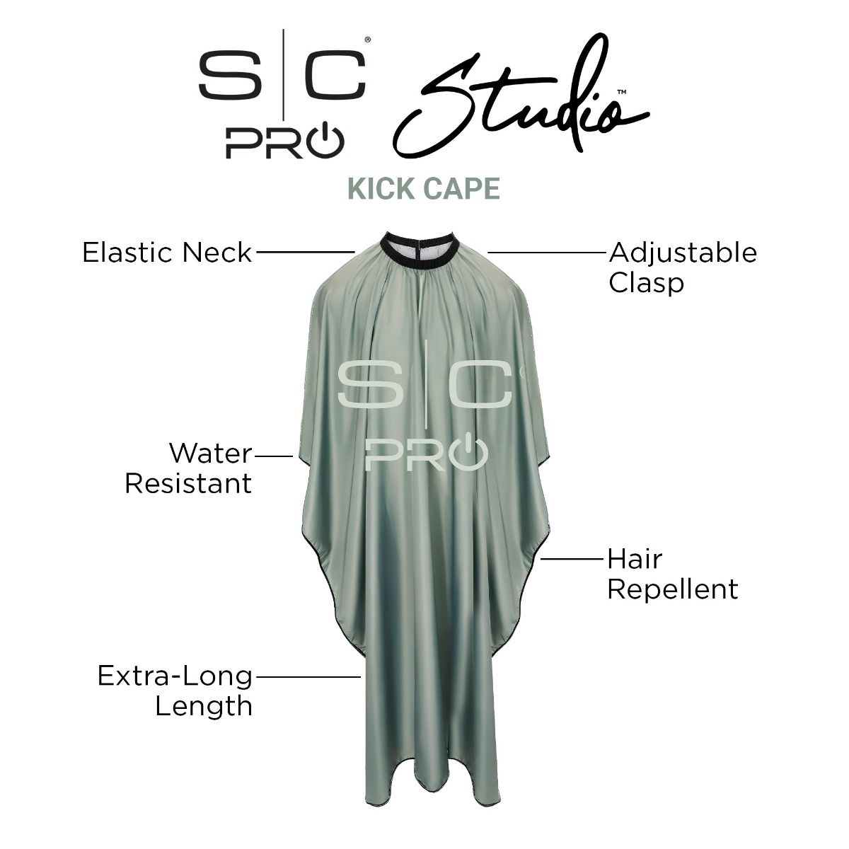 Studio Kick Cover Extra-Long Cutting Cape in Sage Green - Image 5
