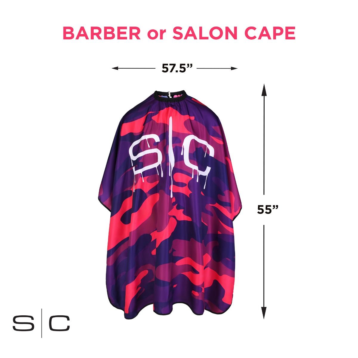 Waterproof Barber/Stylist Cape with Adjustable Closure in Pink and Purple Camo Design - Image 5