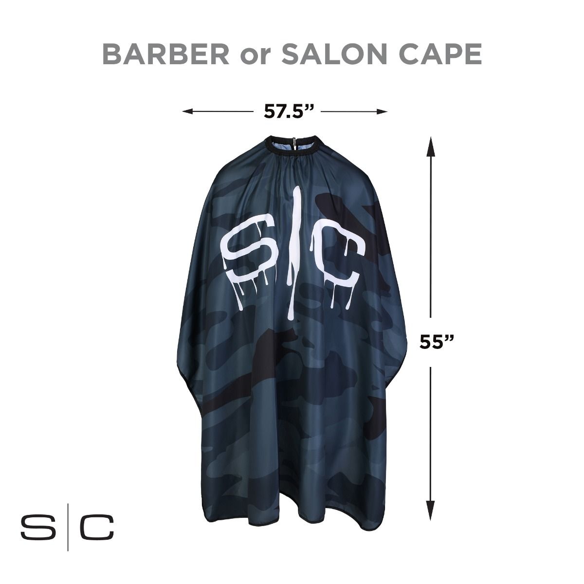 Waterproof Barber/Stylist Cape with Adjustable Closure in Black Camo Design - Image 5