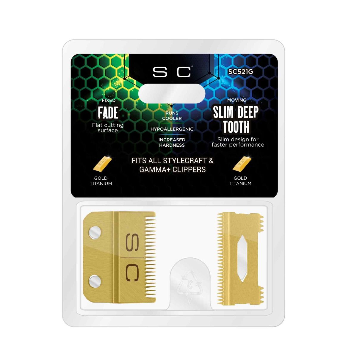 Gold Titanium Fade Clipper Blade and Slim Deep Tooth Cutter - Image 3