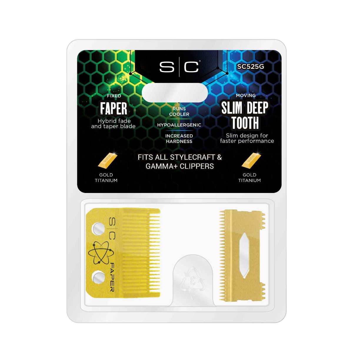Gold Titanium Faper Clipper Blade and Slim Deep Tooth Cutter - Image 3