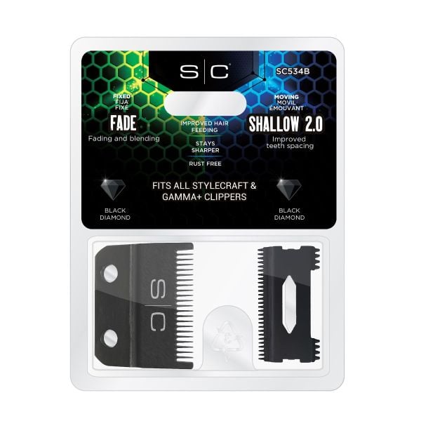 Black DLC Fade Clipper Blade and Shallow Tooth 2.0 Cutter - Image 3