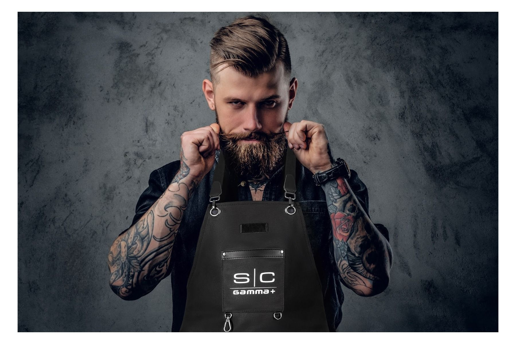 Waterproof Barber/Salon Apron with Crossback Strap in Black Design - Image 4