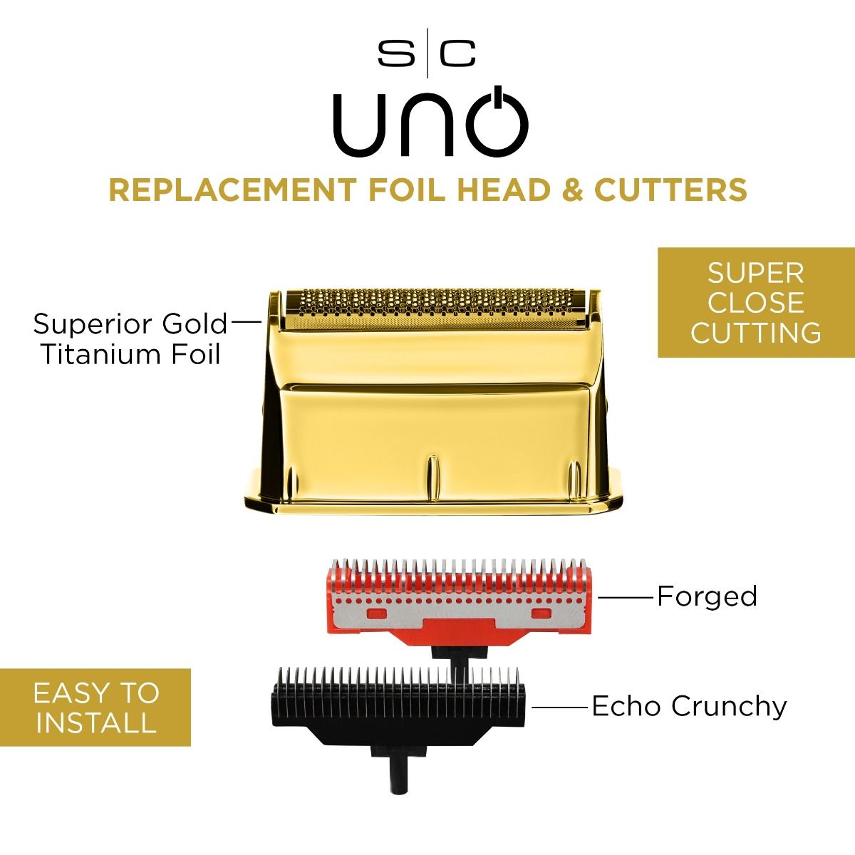 Gold Titanium Foil Head and Echo and Forged Cutters for the Uno Shaver - Image 4